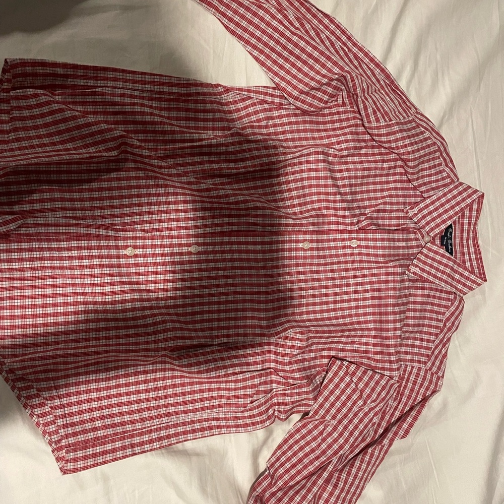 Brooks Brothers Boy’s Button Down Shirt Red Pattern Youth Large